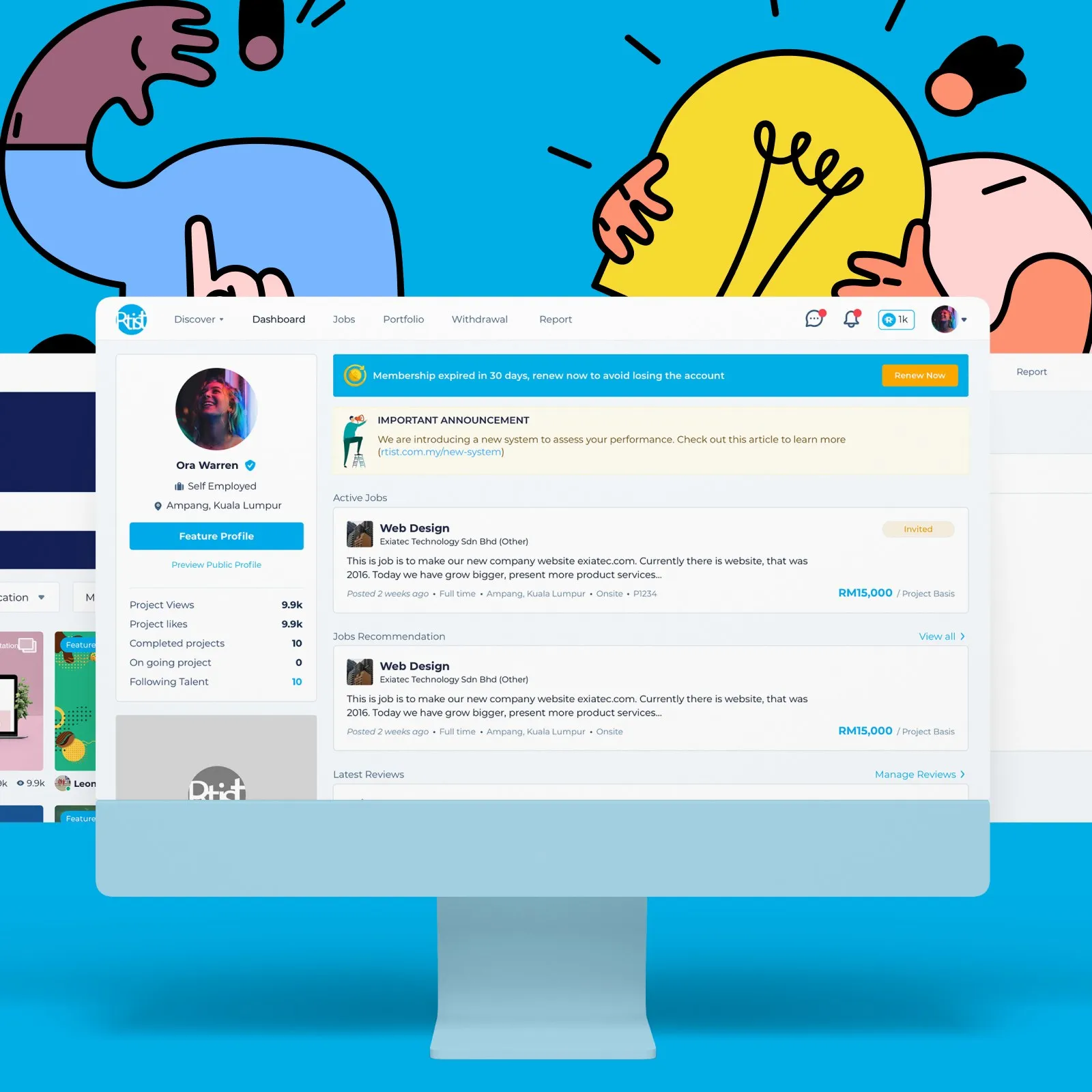 Rtist: Made the Rtist platform a creative matchmaker for talents and clients.